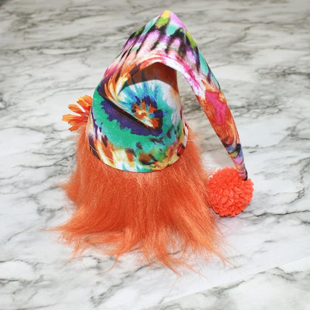 HAND CRAFTED Gnome Orange Tie Dye Boho Hippie Air Freshener Cover Home Decor